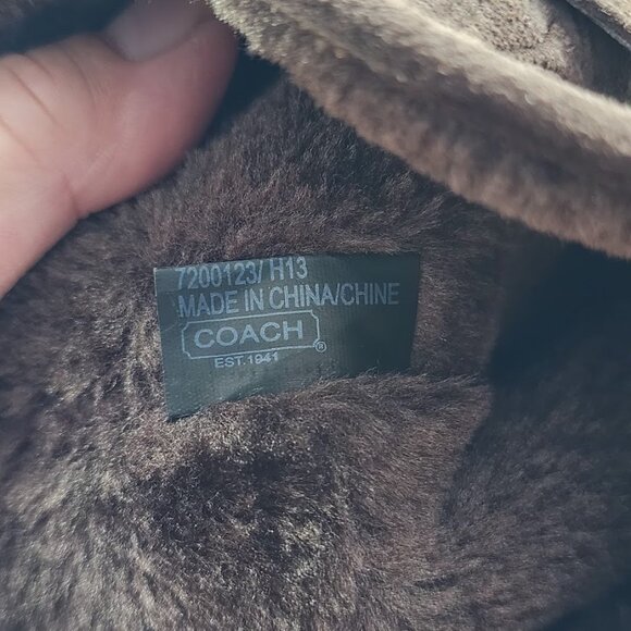 Coach Thelma Boots A4671 Womens Size 7B Brown Logo Embossed Suede Slip On - Picture 9 of 10